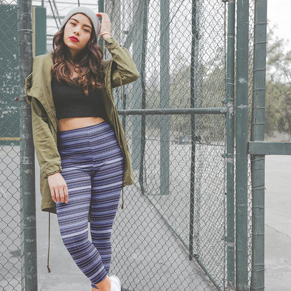 Winter Blues Striped Leggings